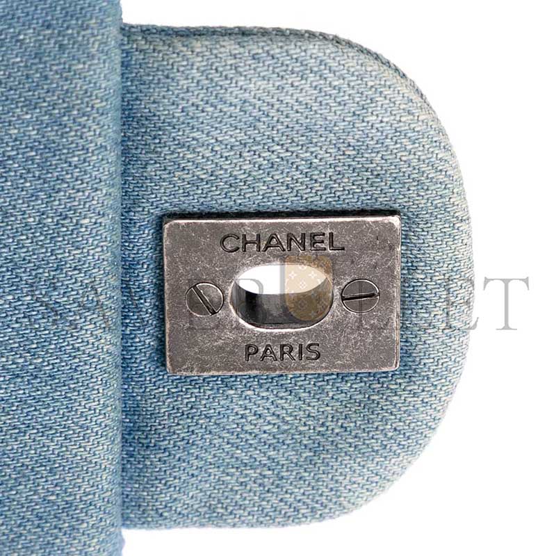 CHANEL MEDIUM PERFUME BOTTLE SINGLE FLAP CF EMBROIDERED DENIM SHOULDER BAG (25*16*6cm)